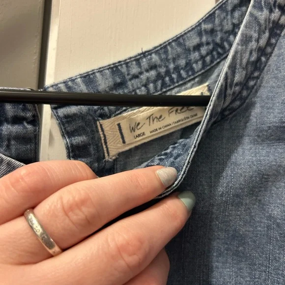 We The Free Moon City Oversized Denim Babydoll Top - Picture 4 of 5